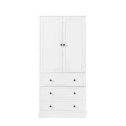 16.40 In. W X 32.80 In. D X 69.20 In. H White MDF Freestanding Linen Cabinet With 3-Drawers And Shelves In White