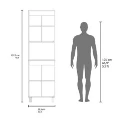 22.20 In. W X 13.20 In. D X 76.80 In. H White MDF Freestanding Linen Cabinet With 5-Shelves And 4-Door In White -Tahanbath white tahanbath linen cabinets ct xl p264145 1f 1000