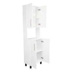 22.20 In. W X 13.20 In. D X 76.80 In. H White MDF Freestanding Linen Cabinet With 5-Shelves And 4-Door In White -Tahanbath white tahanbath linen cabinets ct xl p264145 44 1000