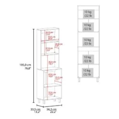 22.20 In. W X 13.20 In. D X 76.80 In. H White MDF Freestanding Linen Cabinet With 5-Shelves And 4-Door In White -Tahanbath white tahanbath linen cabinets ct xl p264145 c3 1000