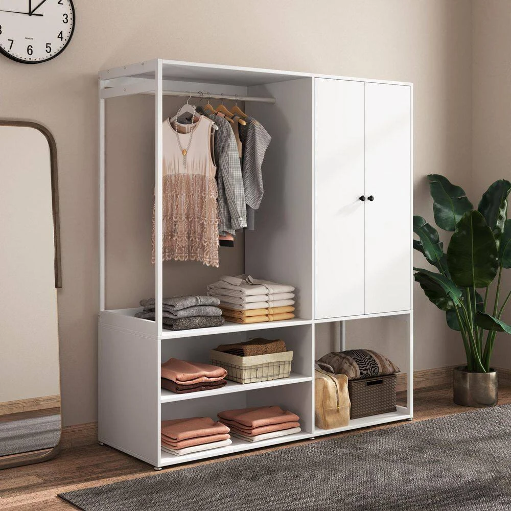 15.75 In. W X 39.37 In. D X 70.87 In. H White Wood Freestanding Linen Cabinet W/Drawers And 6-Shelves In White 2 15.75 In. W X 39.37 In. D X 70.87 In. H White Wood Freestanding Linen Cabinet W/Drawers And 6-Shelves In White - Image 2