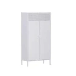 27.56 In. D X 13.78 In. W X 61.02 In. H White Steel Freestanding Linen Cabinet With Adjustable Shelves In White