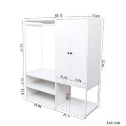 19.69 In. W X 55.12 In. D X 62.99 In. H White Particle Board Freestanding Linen Cabinet W/Doors And Shelves In White -Tahanbath white tahanbath linen cabinets ct xl s00181 c3 1000