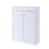 13.00 In. W X 33.00 In. D X 47.50 In. H With Fives Shelves, 2-Drawers, Fits 15-Pairs Of Shoes White Linen Cabinet