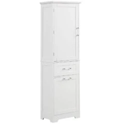 13.50 In. Wx 20.00 In. Dx 68.4 In. Hx White MDF Freestanding Linen Cabinet