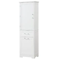13.50 In. Wx 20.00 In. Dx 68.4 In. Hx White MDF Freestanding Linen Cabinet -Tahanbath white tahanbath linen cabinets z n725p206895k c3 1000