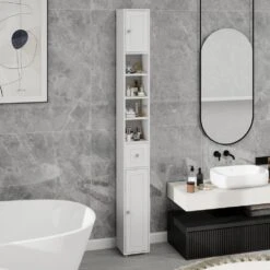 7.87 In. W X 7.87 In. D X 70. 87in. H Bathroom Storage Wall Cabinet In White -Tahanbath white tahanbath linen cabinets z w282p154459 44 1000