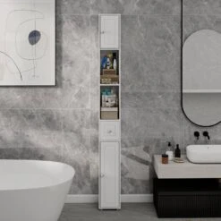 7.87 In. W X 7.87 In. D X 70. 87in. H Bathroom Storage Wall Cabinet In White -Tahanbath white tahanbath linen cabinets z w282p154459 76 1000