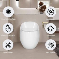 1-Piece 1.28 GPF Single Flush Egg Shape Toilet In Glossy White -Tahanbath white tahanbath one piece toilets z w2973p248391 1f 1000