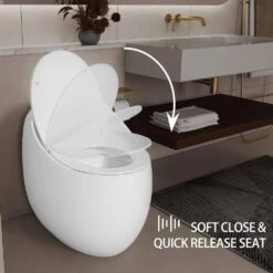 1-Piece 1.28 GPF Single Flush Egg Shape Toilet In Glossy White -Tahanbath white tahanbath one piece toilets z w2973p248391 fa 1000