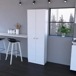 Buxton Rectangle 2-Door Storage Tall Cabinet White -Tahanbath white tahanbath pantry organizers z b06280488 4f 1000