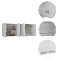 Portofino 150-Wall Cabinet, Double Door, 2-External Shelves, 2-Interior Shelves-White -Tahanbath white tahanbath pantry organizers z b07091979 1f 1000