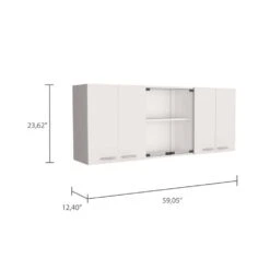 Superior 150-Wall Cabinet With Glass, Four Interior Shelves, Two Double Door-White -Tahanbath white tahanbath pantry organizers z b07091984 1f 1000