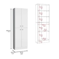 Freestanding 71 In. H Kitchen Pantry Cabinet With 4-Doors And 5-Adjustable Shelves -Tahanbath white tahanbath pantry organizers z b070p188842 1f 1000