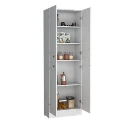 Freestanding 71 In. H Kitchen Pantry Cabinet With 4-Doors And 5-Adjustable Shelves -Tahanbath white tahanbath pantry organizers z b070p188842 76 1000