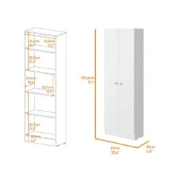 Storage Cabinet Pipestone, Double Door, White Finish -Tahanbath white tahanbath pantry organizers z b092123045 4f 1000