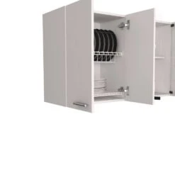 24 In. H White Wall Cabinet With 4-Doors, 2-Inner Shelves, Organizer, 2-Glass-Door Storage -Tahanbath white tahanbath pantry organizers z b097133120 1f 1000