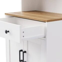 Farmhouse Storage Cabinet - Solid Wood Gourd Legs Adjustable Shelves 5-Tier With Drawer-White -Tahanbath white tahanbath pantry organizers z n721p205790k 76 1000