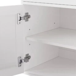 Farmhouse Storage Cabinet - Solid Wood Gourd Legs Adjustable Shelves 5-Tier With Drawer-White -Tahanbath white tahanbath pantry organizers z n721p205790k fa 1000