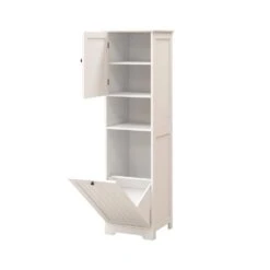 1-Compartment 1-Door Tilt-Out Laundry Sorter Cabinet-White -Tahanbath white tahanbath pantry organizers z w1120p146256 1f 1000