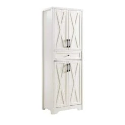 68 In. High White Multifunctional Sideboard-Storage For Home And Office (23.7 In. L X 15.0 In. W X 68 In. H)