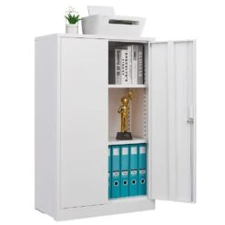 The Ultimate Folding Metal Storage Cabinet: Locking Doors Adjustable Shelf, For Home, Office, School And Garage In White -Tahanbath white tahanbath pantry organizers z w124757865 1f 1000
