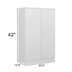 The Ultimate Folding Metal Storage Cabinet: Locking Doors Adjustable Shelf, For Home, Office, School And Garage In White -Tahanbath white tahanbath pantry organizers z w124757865 76 1000