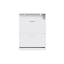 4-Drawer Handle-Free White Dresser: Modern Wooden Cabinet With Sturdy Frame For Bedroom, Living Room Or Office -Tahanbath white tahanbath pantry organizers z w132166400 fa 1000