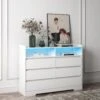 6-Drawer White Dresser With LED Lights For Bedroom, Living Room And More