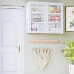 Retro Haze Double-Glass Door Cabinet With Removable Shelves-Versatile White Storage Solution -Tahanbath white tahanbath pantry organizers z w1673123588 c3 1000