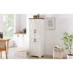 68 In.H Living Room Sideboard: Large Capacity Storage, Multi-Use For Home And Office In White -Tahanbath white tahanbath pantry organizers z w1781p148614 1f 1000