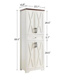 68 In.H Living Room Sideboard: Large Capacity Storage, Multi-Use For Home And Office In White -Tahanbath white tahanbath pantry organizers z w1781p148614 4f 1000