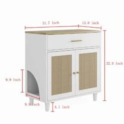 Wooden Cat Litter Box Enclosure With Scratch Pad Fits Most Cats For Living Areas In White -Tahanbath white tahanbath pantry organizers z w1801137449 c3 1000