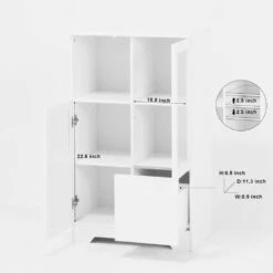 MDF Painted Cabinet With Glass Doors And Drawer, Open Storage Space, White ,Bedroom, Living Room In White -Tahanbath white tahanbath pantry organizers z w1820p152744 fa 1000