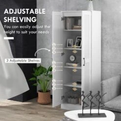 69" Tall Storage Cabinet With Movable Storage Shelves, Modern Style Pantry Cupboard Cabinet With Soft Close Doors, White -Tahanbath white tahanbath pantry organizers z w2225p156373 76 1000