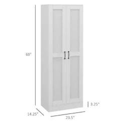 69" Tall Storage Cabinet With Movable Storage Shelves, Modern Style Pantry Cupboard Cabinet With Soft Close Doors, White -Tahanbath white tahanbath pantry organizers z w2225p156373 c3 1000