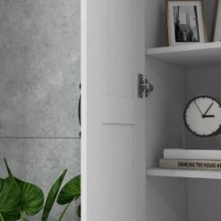 69" Tall Storage Cabinet With Movable Storage Shelves, Modern Style Pantry Cupboard Cabinet With Soft Close Doors, White -Tahanbath white tahanbath pantry organizers z w2225p156373 fa 1000