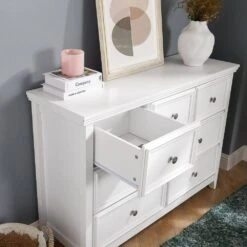 Modern 7-Drawer Dresser: Ideal For Living Room Storage With A Farmhouse Touch In White -Tahanbath white tahanbath pantry organizers z w2275p149784 1f 1000