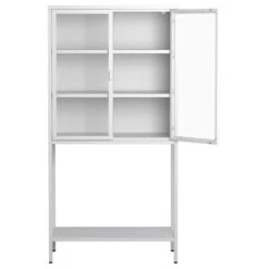 59 In. H Heavy-Duty Metal Storage Cabinet: Ideal For Home Office, Living Room And Pantry In White -Tahanbath white tahanbath pantry organizers z w2735p186331 44 1000