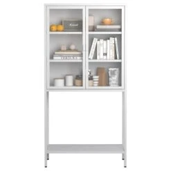 59 In. H Heavy-Duty Metal Storage Cabinet: Ideal For Home Office, Living Room And Pantry In White -Tahanbath white tahanbath pantry organizers z w2735p186331 4f 1000
