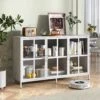 Heavy-Duty Metal Sideboard With Storage Adjustable Feet, Glass Doors, Large Capacity In White