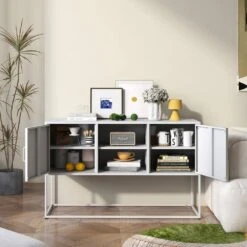 Modern Sideboard With Ample Storage: Anti-tilt For Kitchen, Dining, And Living Spaces, White -Tahanbath white tahanbath pantry organizers z w2735p186341 31 1000