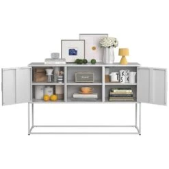 Modern Sideboard With Ample Storage: Anti-tilt For Kitchen, Dining, And Living Spaces, White -Tahanbath white tahanbath pantry organizers z w2735p186341 44 1000