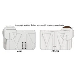 Farmhouse Buffet Cabinet Storage Sideboard With 3-Drawers And 3-Doors For Dining Living Room Kitchen Cupboard-White -Tahanbath white tahanbath pantry organizers z w282138085 77 1000