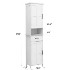 Double Door Narrow Height Slim Floor Standing Cabinet In White -Tahanbath white tahanbath pantry organizers z w28263146 c3 1000