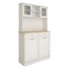 67.7 In. Tall White Kitchen Storage Cabinet-3 Shelves, 2-Drawers, Tilt-Out Trash