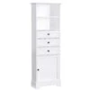 Tall Storage Cabinet With 3-Drawers And Adjustable Shelves In White