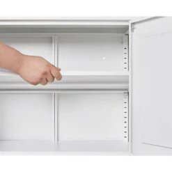 Must-Have White Metal Storage Cabinet: Adjustable Leveling Foot For Kitchen, Living And Dining Rooms In White -Tahanbath white tahanbath pantry organizers z w328p195206 31 1000