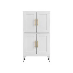 Must-Have White Metal Storage Cabinet: Adjustable Leveling Foot For Kitchen, Living And Dining Rooms In White -Tahanbath white tahanbath pantry organizers z w328p195206 44 1000