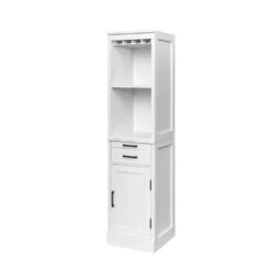 WHITE Color Modular Wine Bar Cabinet With Storage Shelves With Hutch For Dining Room -Tahanbath white tahanbath pantry organizers z w331p242729 44 1000